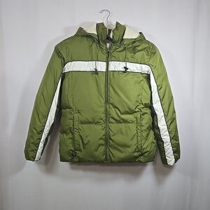 Womens Covington Removable Hood Puffer Jacket M Coat Avocado Green Winter Warm